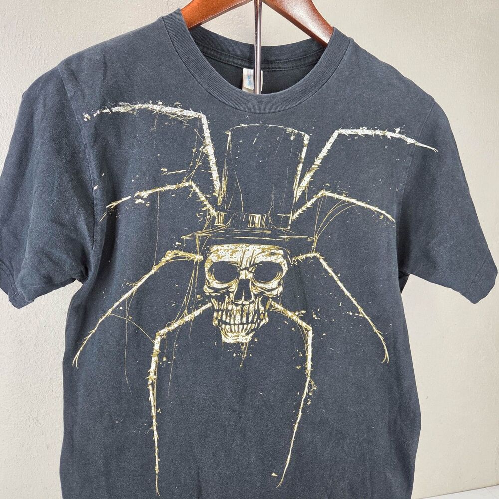 Gothic Steampunk Top Hat Spider Skull Graphic Tee Tultex Sz S